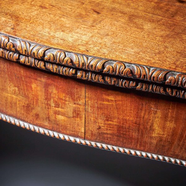 18th Century George III Carved Mahogany Serpentine Concertina Action Card Table - Image 13
