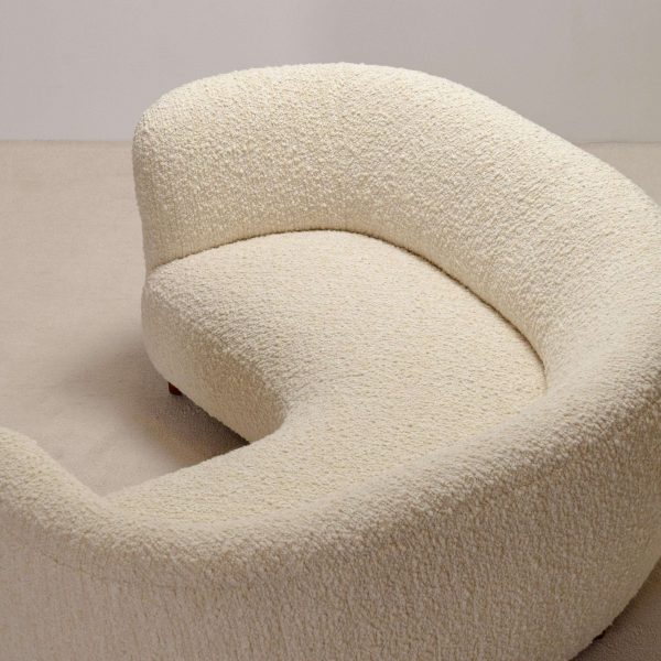 Danish Curved Three-Seater Banana Sofa in Bouclé with Oak Legs, 1940s - Image 11