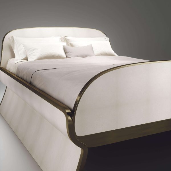 Parchment Bed Frame with Bronze-Patina Brass by Kifu Paris - Image 4