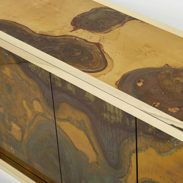 French Isabelle and Richard Faure Oxidized Brass Sideboard 1970s - Image 6