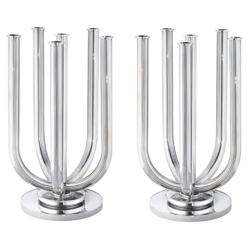 Monumental Georg Jensen Sterling Silver Six-Light Candelabra 751