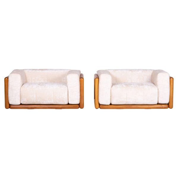Pair of Cornaro 140 Armchairs by Carlo Scarpa with Ash Wood Structure, 1974