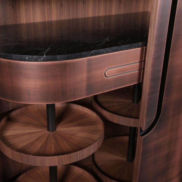 Modern Home Wine Bar Cabinet in Brushed Bronze, Brass, Copper - Image 3