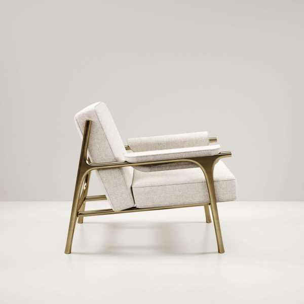 Upholstered Armchair with Bronze-Patina Brass Details by R&Y Augousti - Image 2