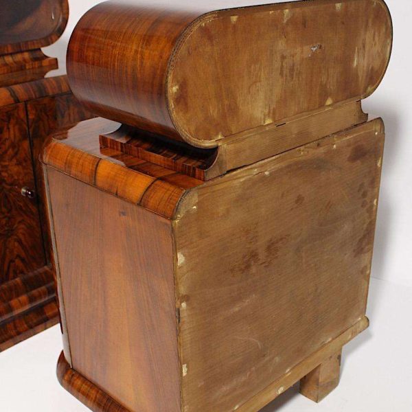 Art Deco Walnut Vintage Pair of Nightstands or Chests or Commodes 1930s Vienna - Image 13