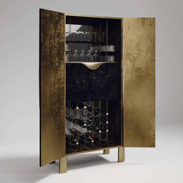 Shagreen Bar Cabinet with Bronze-Patina Brass Details by R&Y Augousti - Image 5