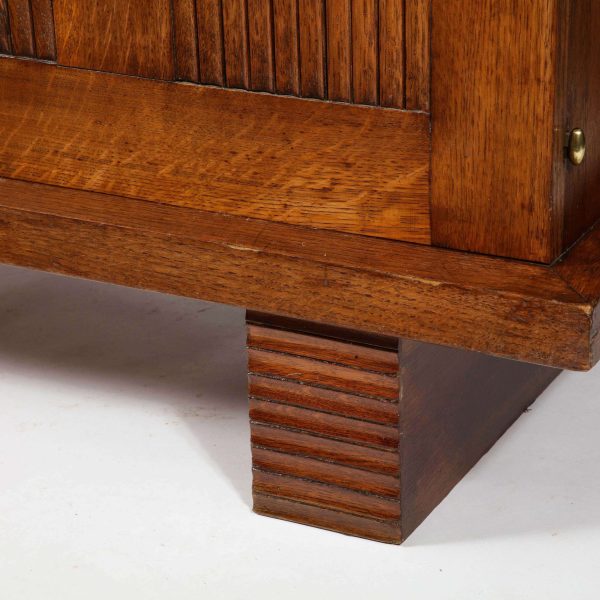 Charles Dudouyt Brutalist Credenza in Oak & Brass, France 1940's - Image 11