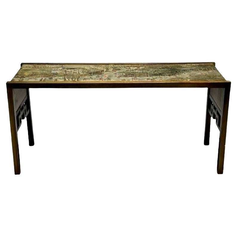 Philip & Kelvin LaVerne Mid-Century Modern Spring Festival Console Table, Bronze