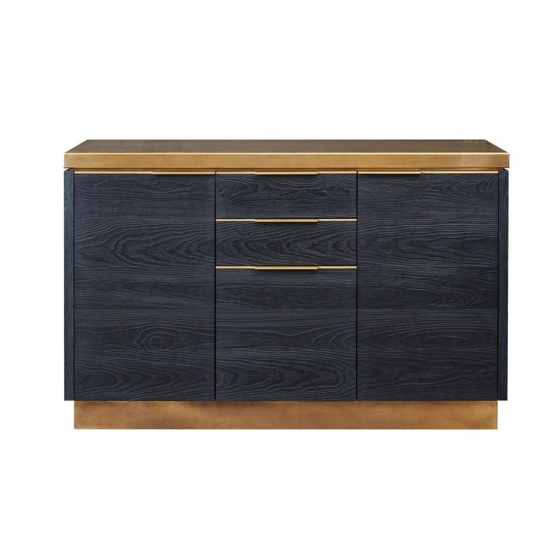 Amuneal's Charred Pine Bar Cabinet with Brass Countertop