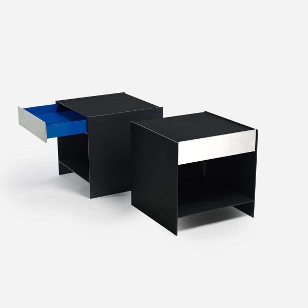 Pair of Lividi Nightstands Tables by Designer Jonathan Nesci in Solid Aluminum - Image 3