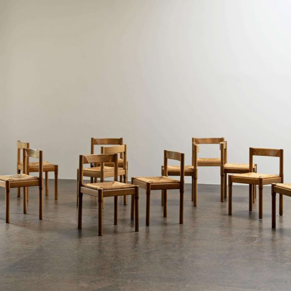 Set of 12 Wicker Seat "Carimate" Chairs by Vico Magistretti Comi, Italy, 1960s - Image 13