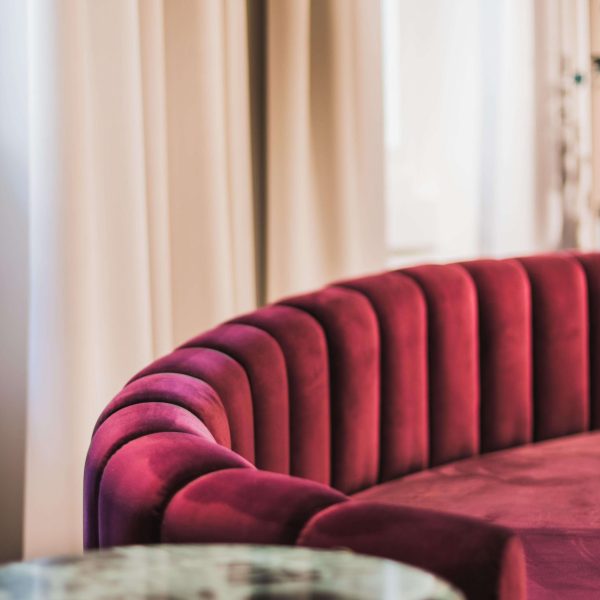 Art Deco Style Elie Saab Maison Bordeaux Velvet Monolith Sofa, Italy - Image 7
