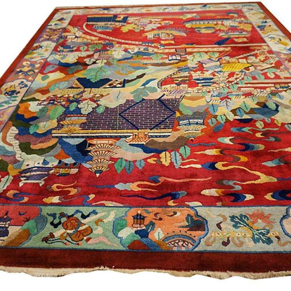 1920s Scenic Chinese Art Deco Carpet by Nichols Workshop - Image 9