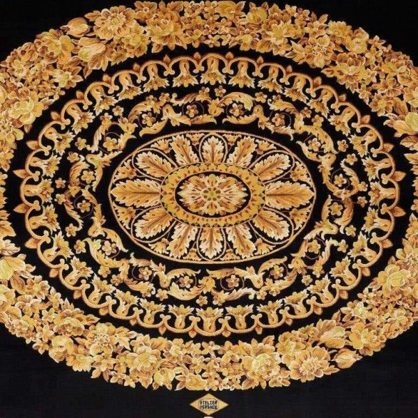 Versace Collection Rug Petit Barocco Nero Black Gold, 1980 - Image 8