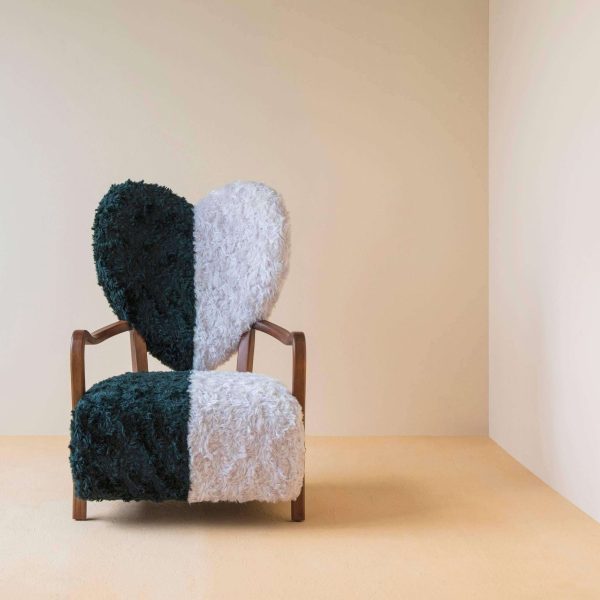 Contemporary Beechwood Uni Armchair with Heart Shaped Back and Mohair Upholstery - Image 6