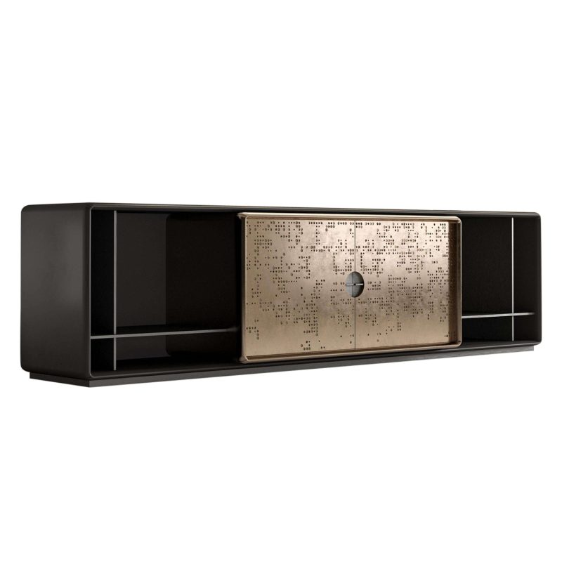 Laurameroni "Talento Lounge" Modern Low Sideboard in Bronze Liquid Metal