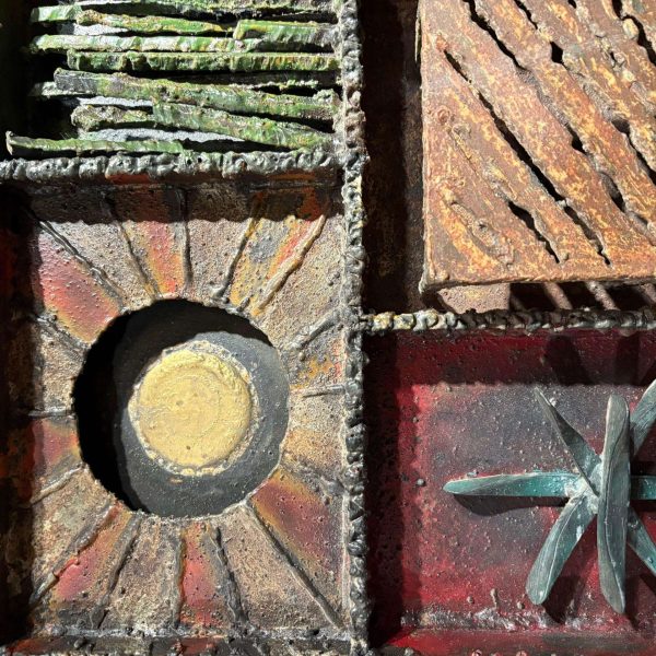 Rare Welded Steel, Polychrome, Gilt and Patinated Wall Sculpture by Paul Evans - Image 4