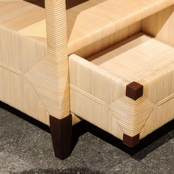 Beautiful Pair of Rush Wicker Rattan End Tables by John Hutton for Donghia - Image 9