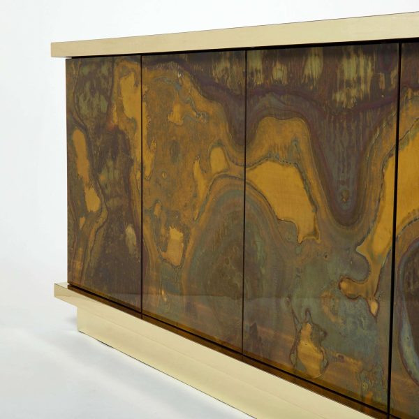 French Isabelle and Richard Faure Oxidized Brass Sideboard 1970s - Image 5