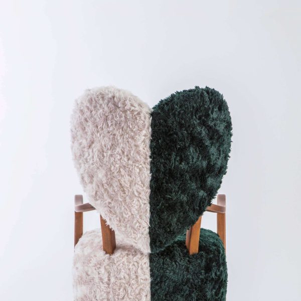 Contemporary Beechwood Uni Armchair with Heart Shaped Back and Mohair Upholstery - Image 2