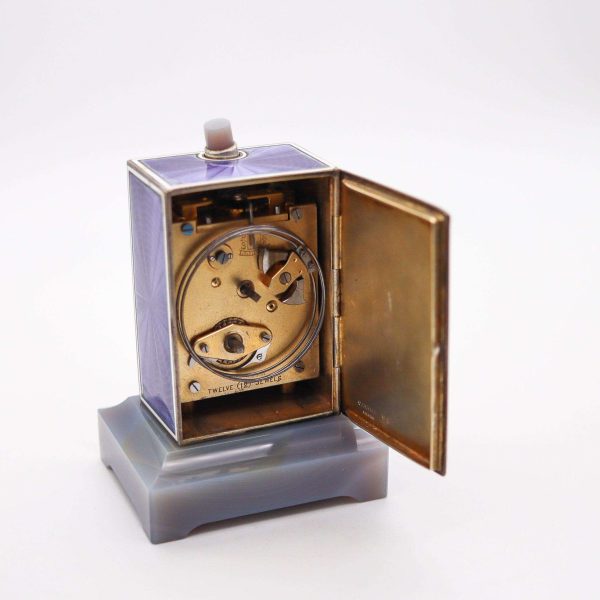 CARTIER Paris 1909 Belle Epoque Enamel Repeater Carriage Clock In Sterling Agate - Image 7