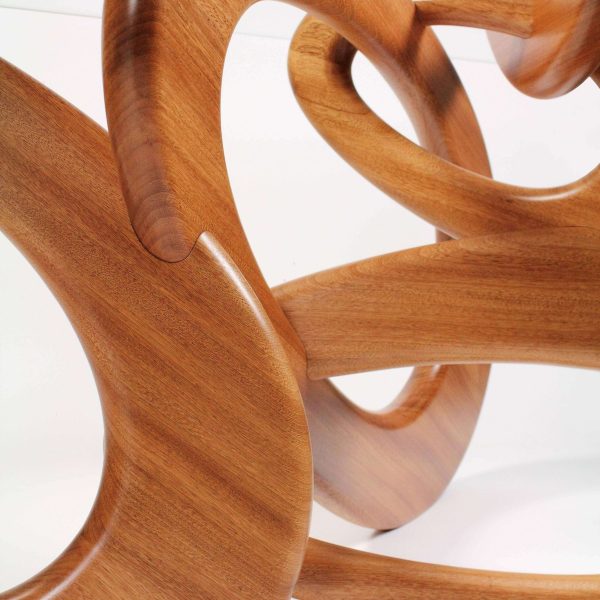 Dining Table Solid Wood Base Crystal Glass Top, Rings Structure Made in Italy - Image 8