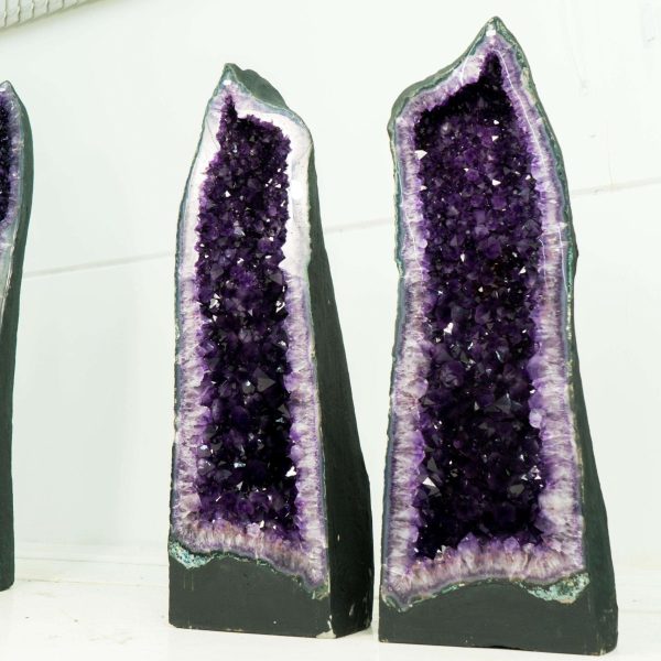 Pair of Amethyst Cathedral Geodes, Violet Purple with Large Amethyst Druzy - Image 10