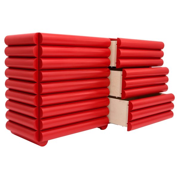 Bubble Bureau Dresser in Super Red Lacquer by Steven Bukowski