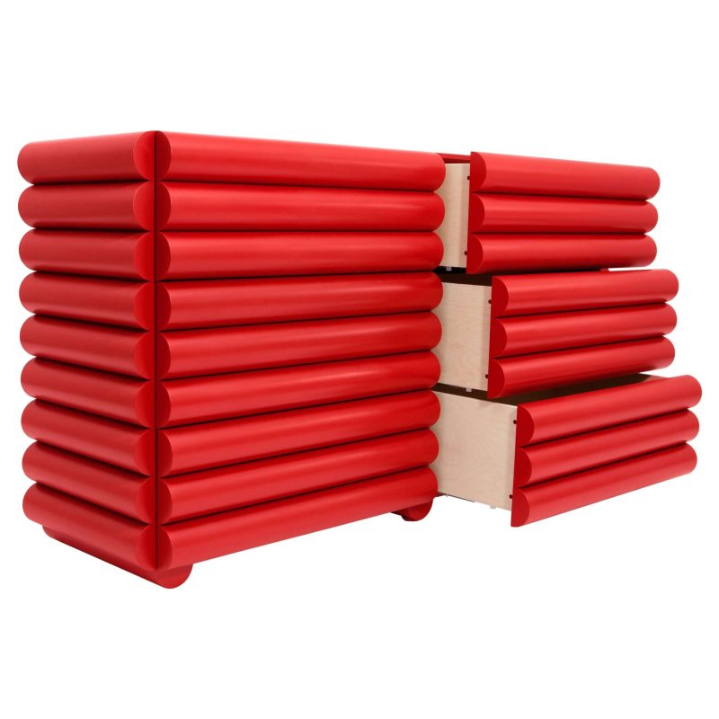 Bubble Bureau Dresser in Super Red Lacquer by Steven Bukowski