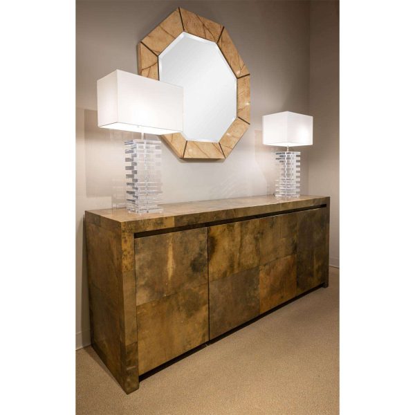 Karl Springer Rare "Royal Palm 4 Door Cabinet" in Lacquered Goatskin ca. 1990 - Image 9
