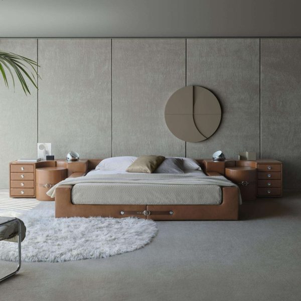 'Tucroma' Leather Bed and Nightstands by Guido Faleschini for i4Mariani, Italy - Image 4