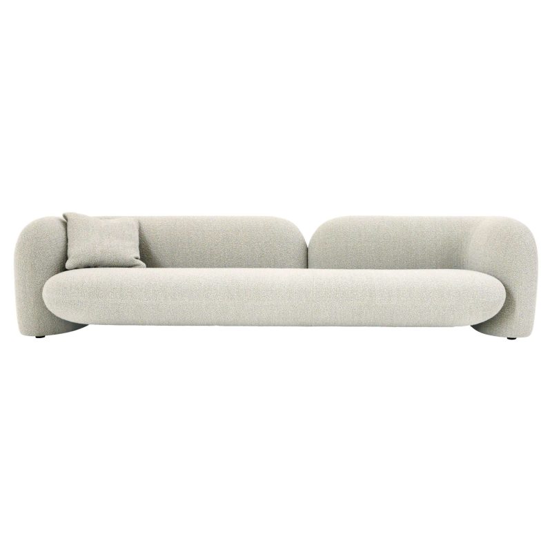 Contemporary Three-Seater Sofa by Hessentia Upholstered in Grey Bouclé Fabric