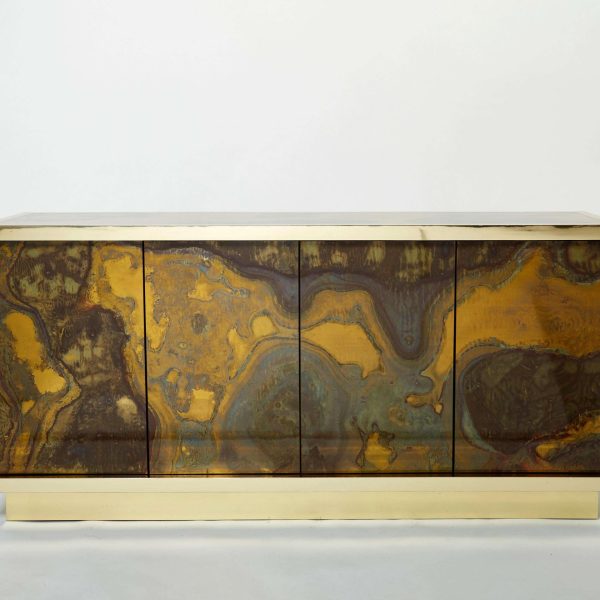 French Isabelle and Richard Faure Oxidized Brass Sideboard 1970s - Image 10