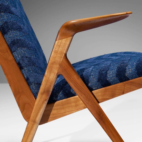Taichiro Nakai Reupholstered Blue Armchair in Cherry - Image 7