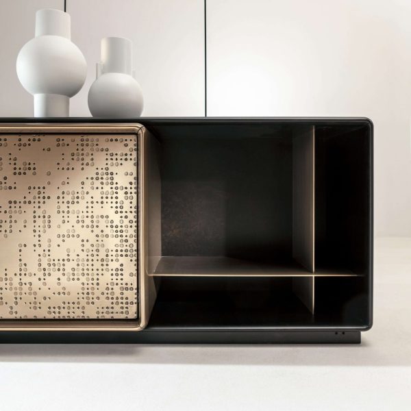 Laurameroni "Talento Lounge" Modern Low Sideboard in Bronze Liquid Metal - Image 3