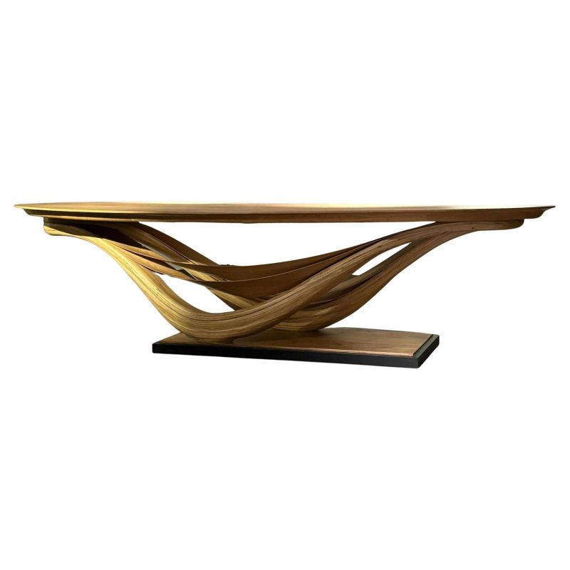 Dining Table No. 3 Fluentum Series - Bent Red Oak Wood by Raka Studio