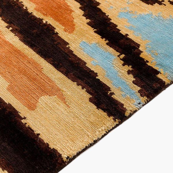 Tiger Caramel Modern Animal Print Handmade Luxury Silk Area Rug by Joseph Carini - Image 7
