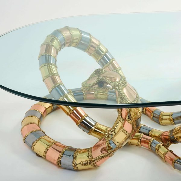 Signed Isabelle Faure Cobra Sculpture XL Coffee Table, 1970s - Image 4