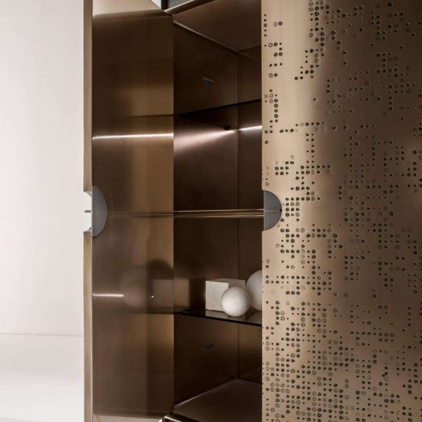 Laurameroni "Talento Unlimited" Modern Tall Cabinet in Bronze Liquid Metal - Image 6