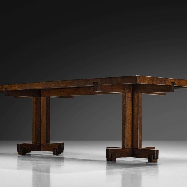 Giuseppe Rivadossi Dining Table in Oak with Cross Shaped Double Base - Image 5