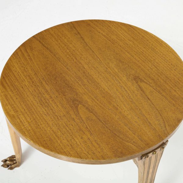 T.H. Robsjohn-Gibbings 'Saridis' Tripod Walnut Table with Polished Bronze Base - Image 7