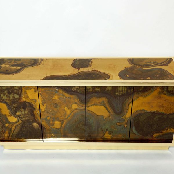 French Isabelle and Richard Faure Oxidized Brass Sideboard 1970s - Image 3