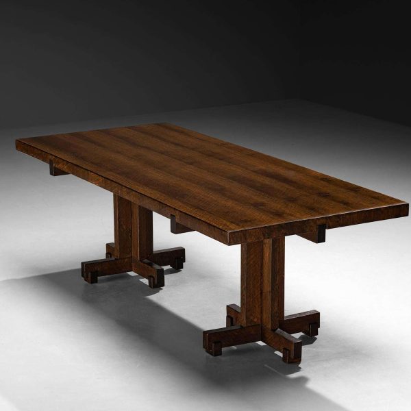 Giuseppe Rivadossi Dining Table in Oak with Cross Shaped Double Base - Image 2