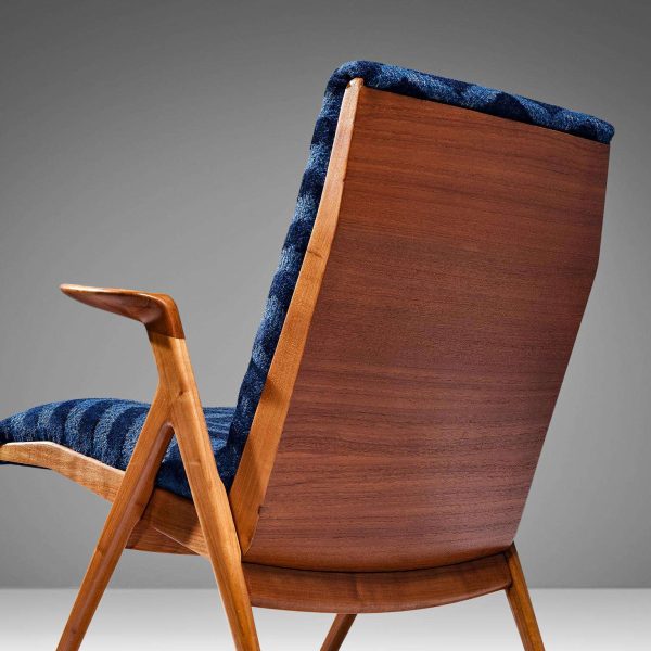 Taichiro Nakai Reupholstered Blue Armchair in Cherry - Image 3