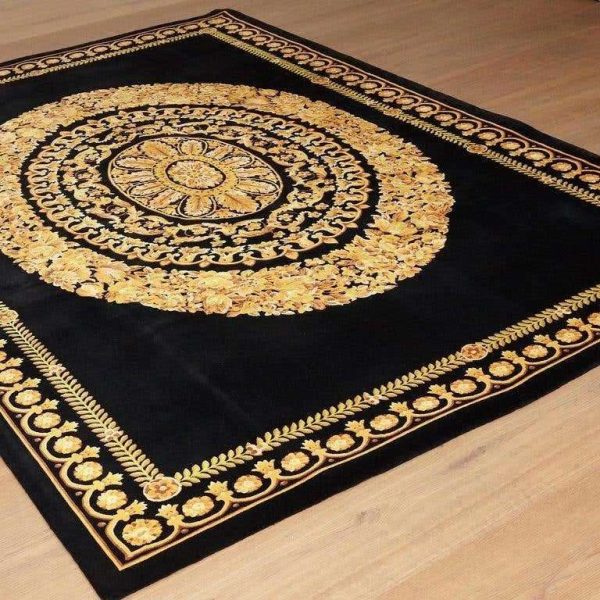 Versace Collection Rug Petit Barocco Nero Black Gold, 1980 - Image 13