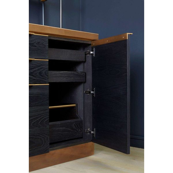 Amuneal's Charred Pine Bar Cabinet with Brass Countertop - Image 3