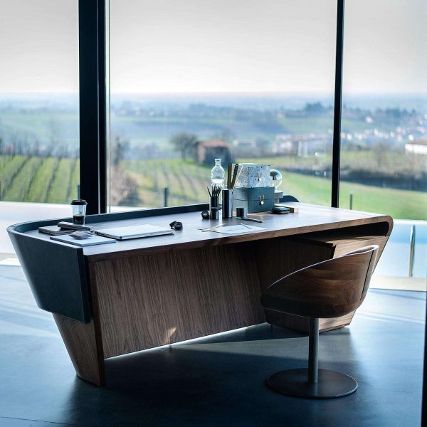 Klip Wood & Leather Writing Desk by Karim Rashid, Made in Italy - Image 6