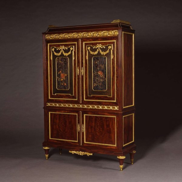 A Louis XVI Style Lacquer Mounted Mahogany Cabinet by Paul Sormani - Image 3