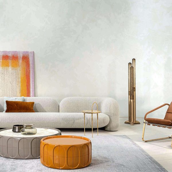 Contemporary Three-Seater Sofa by Hessentia Upholstered in Grey Bouclé Fabric - Image 4