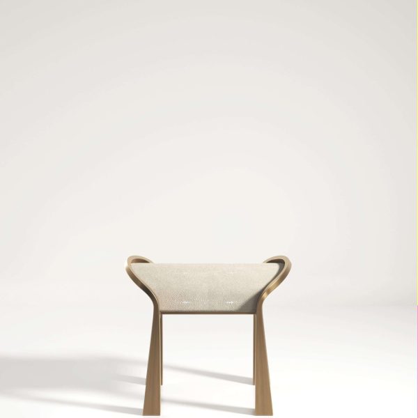 Pair of Shagreen Inlaid Stools with Sculptural Brass Legs by R&Y Augousti - Image 2
